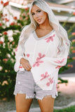 Floral Print Lightweight Knit Hooded Sweater