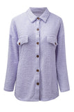 Veste chemise violette boutonnée en peluche avec poches