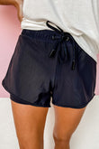 Mesh Double-layered Drawstring High Waist Active Shorts