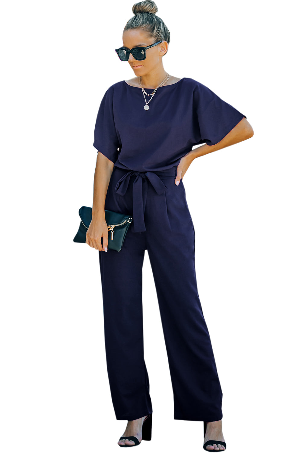 Oh So Glam Belted Wide Leg Jumpsuit