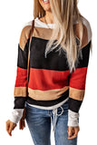 Pull en maille color block orange