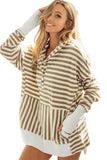 Striped Contrast Thumbhole Oversized Hoodie