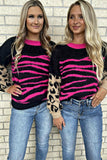 Leopard Zebra Print Pullover Sweater