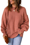 Solid Color Puffy Sleeve Pocketed Sweater