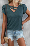 Strappy V Neck Overlap Short Sleeve Top