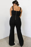 Sleeveless Buttoned Bodice Wide Leg Corduroy Jumpsuit