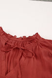 Tiered Ruffled Drawstring V Neck Top