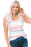 Button U Neck Tank Top