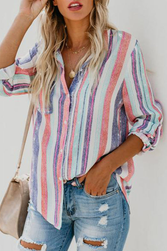 Sweet Enough Striped Button Up Top