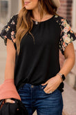 Tiered Floral Raglan Sleeve T Shirt