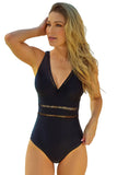 Lattice Plunge One Piece Swimsuit