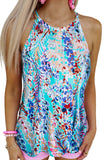 Tropical Floral Print Racerback Tank Top