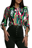 Abstract Print Roll-tab Sleeve Chest Pocket Shirt