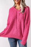 Loose Popcorn Textured Hooded Sweater