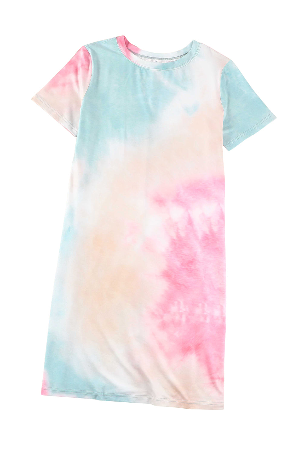 Robe t-shirt fendue surdimensionnée multicolore tie-dye