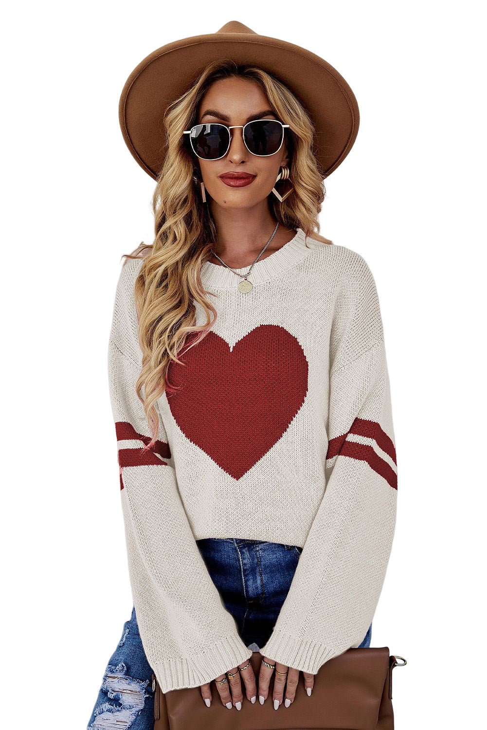 Heart Graphic Wide Sleeves Sweater