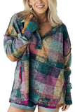 Multicolor Brushed Plaid Pocketed Oversize Shacket