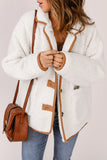 Contrast Binding Buttoned Sherpa Jacket