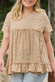 Plus Size Crinkle Textured Ruffle Trim Babydoll Top