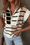 Sky Blue Stripe Colorblock Quarter Zip Collar Sweater Vest