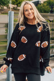 Black Sequined Rugby Graphic Open Back Sweatshirt