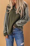 Patchwork Button Down Neckline Hoodie