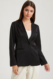 Pocketed Single Button Lapel Neck Blazer