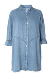 Buttoned Long Sleeve Denim Mini Dress