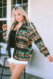 Western Colorblock Snap Buttoned Sherpa Jacket