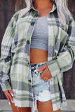 Green Plaid Button Up Patch Pocket Shirt