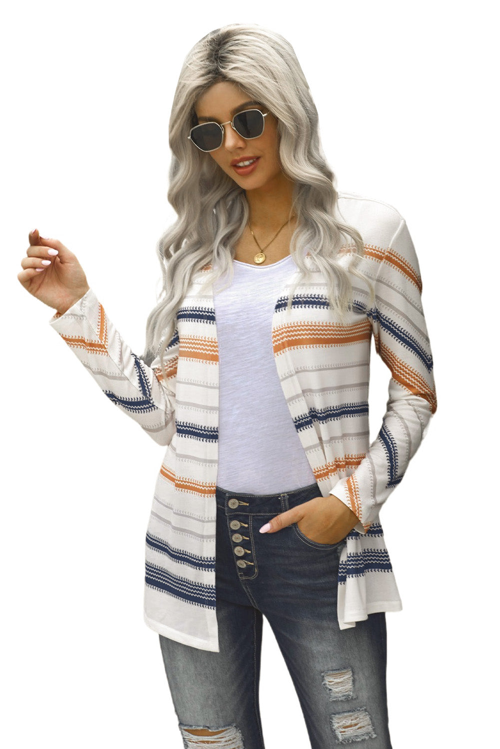 Cardigan multicolore à rayures épicées