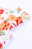 Floral Print Ruffled Flutter Sleeve Blouse