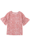 Leopard Spotted Ruffle Sleeve T-Shirt