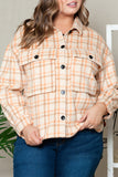 Plus Size Plaid Jacket with Flap Pockets