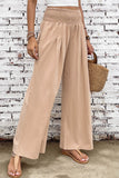 Pink Textured High Waist Wide Leg Plus Size Pants