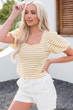 Square Neck Bubble Sleeve Top