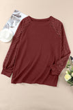 Khaki Lace Long Sleeve Textured Pullover