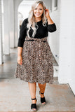 Ribbed Knit Leopard Plus Size Midi Dress