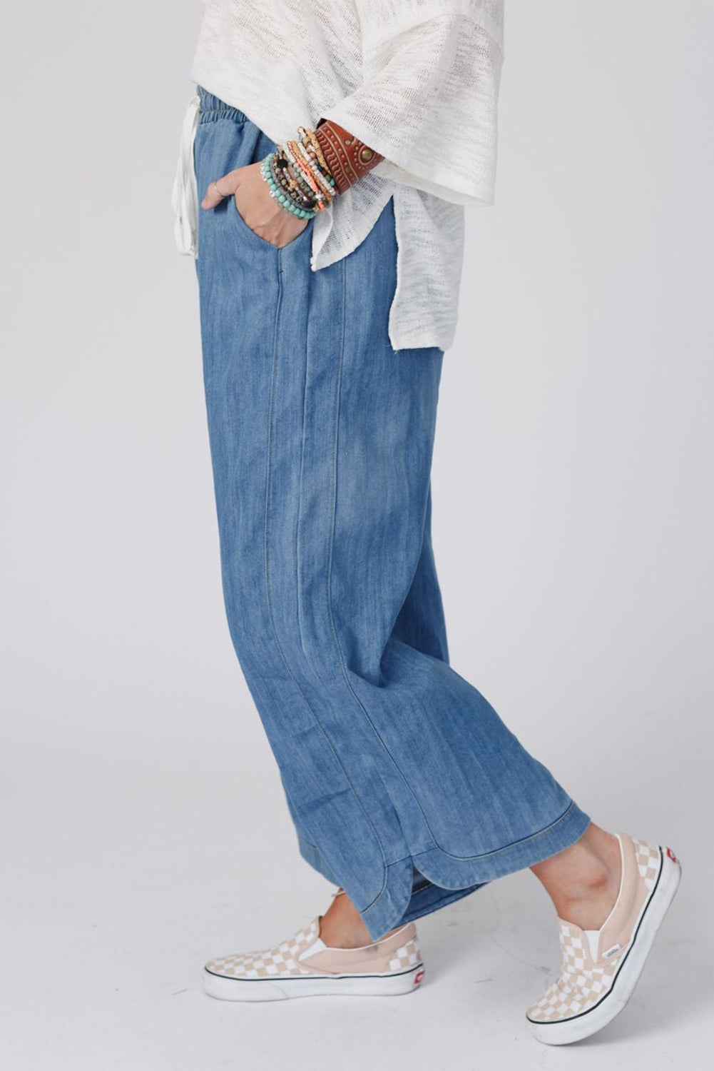 Wide Leg Drawstring Waist Loose Pants