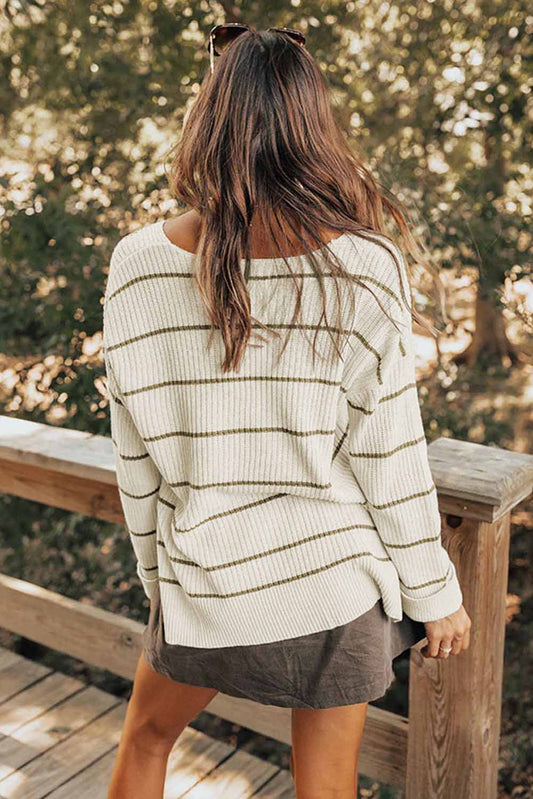 Pull rayé avec poche poitrine