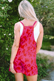 Rose Red Leopard Pocketed V Neck Sleeveless Romper