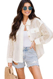 Lace See-through Button Collared Shacket