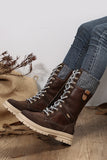 Wool Knit Patchwork Lace Up Leather Boots