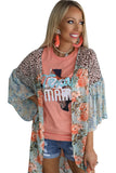 Leopard Floral Mixed Print Wide Sleeves Kimono