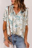 Paisley Print Wide Sleeves Loose Blouse