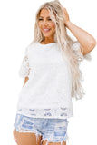 White Crochet Lace Short Sleeve Blouse