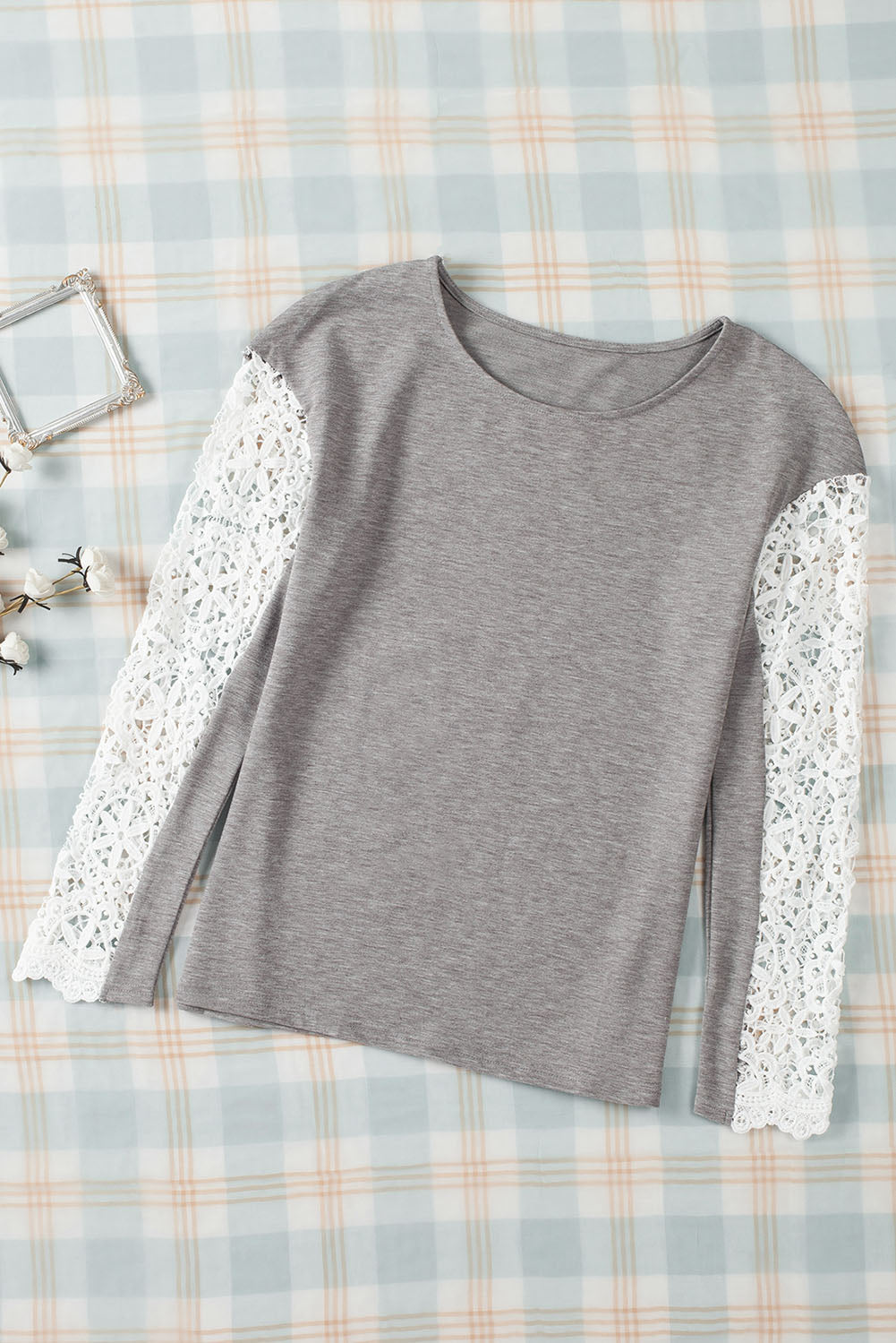 Lace Splicing Long Sleeve Top