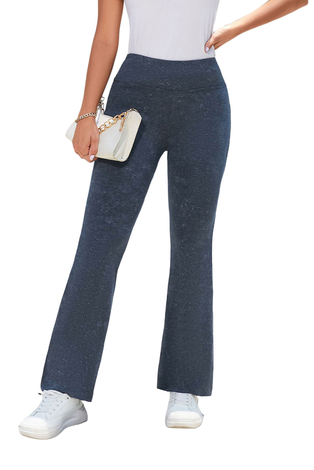 Mineral Wash Retro High Waist Flare Pants