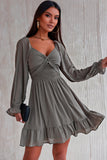 Long Sleeves Smocked A-line Dress