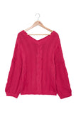 Bubblegum V-Neck Braided Knit Sweater